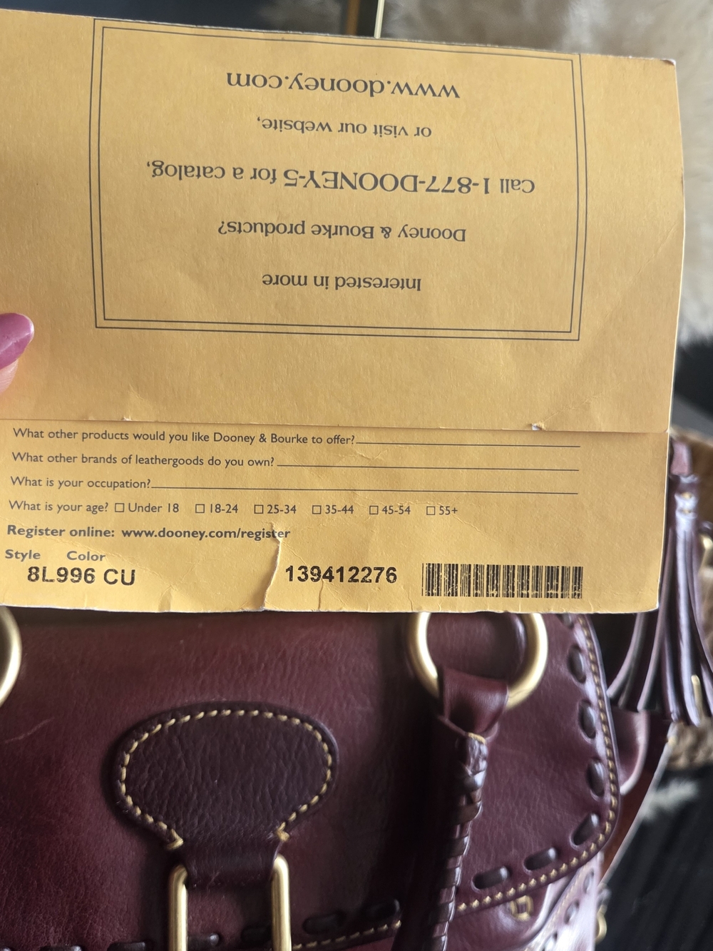 Dooney & Bourke Florentine Oxblood Whipstitched Satchel Crossbody Bag - Picture 16 of 17